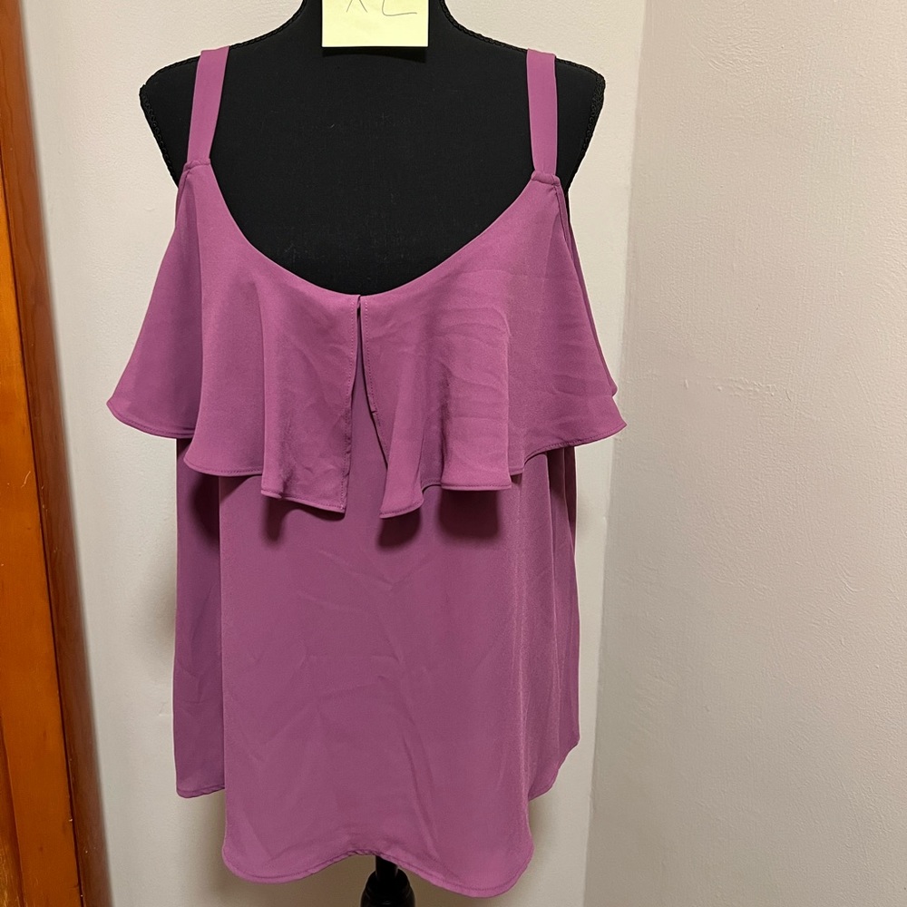 Purple flutter sleeve top from New York and Co. new without tags
